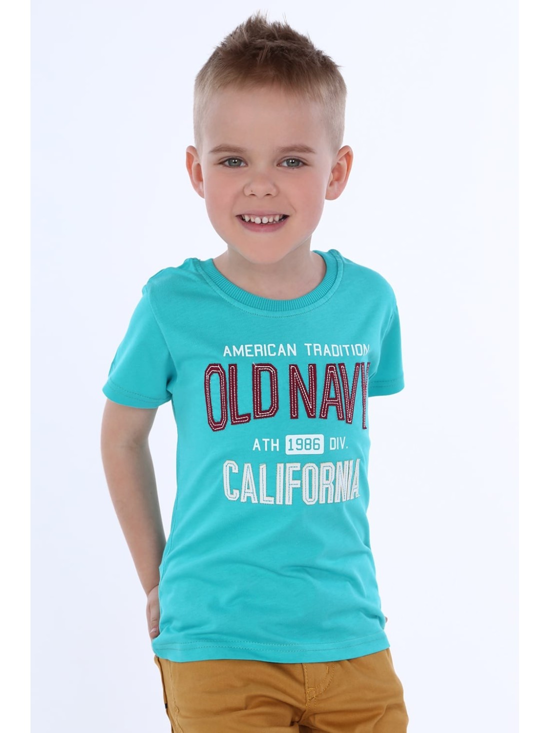 Boy\'s T-shirt with inscriptions, mint NDZ4481 - Online store - Boutique